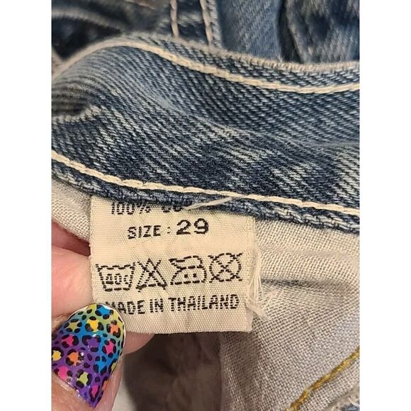 Moschino Jeans Blue Brass Peace Sign Button Fly Straight Leg 1990s | 29 ALTERED - Picture 8 of 11